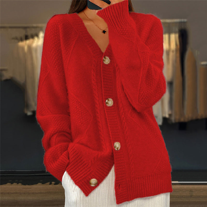 Cardigan Donna con Bottoni Morbido Taglio Largo