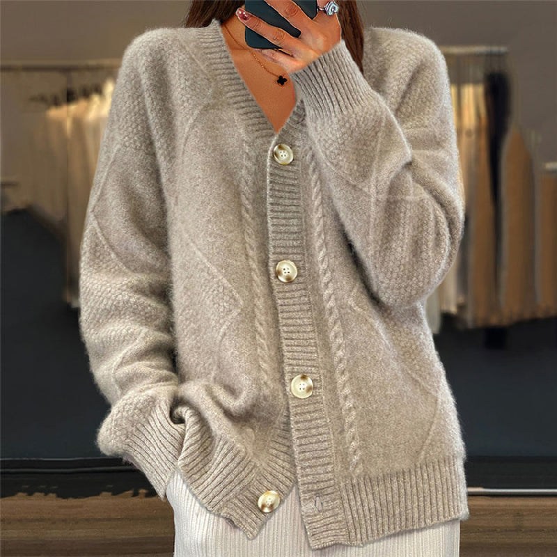 Cardigan Donna con Bottoni Morbido Taglio Largo