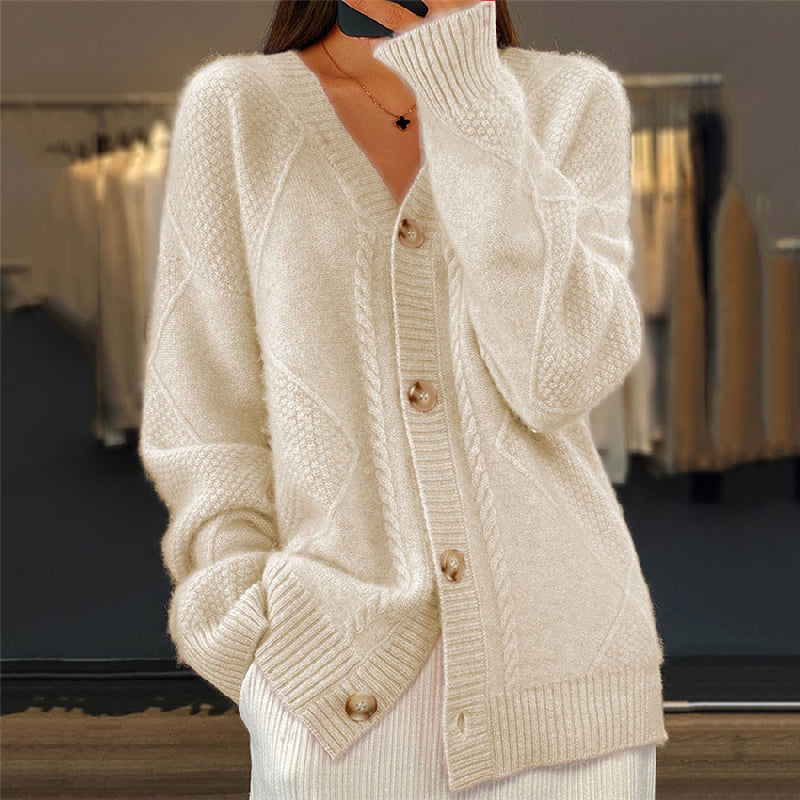 Cardigan Donna con Bottoni Morbido Taglio Largo