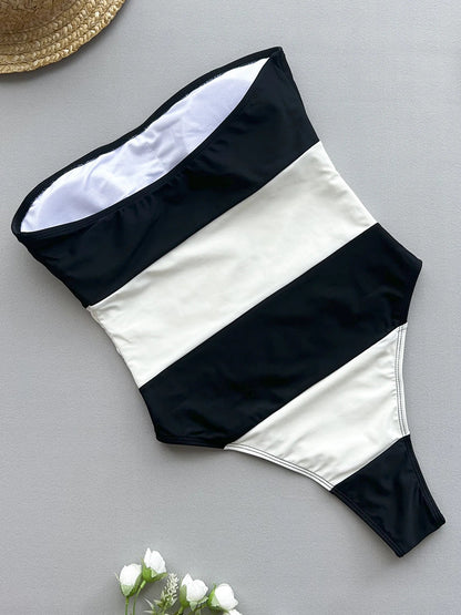 Sofia | Donna Costume Intero Senza Spalline Colorblock Sgambato 2
