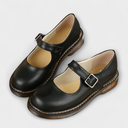 Scarpe Donna Mary Jane Vintage in Pelle Classiche con Suola Comfort