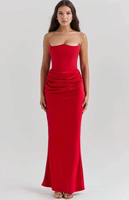 Solea | Abito Lungo Strapless da Cerimonia Rosso
