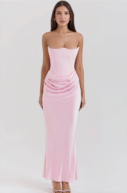 Solea | Abito Lungo Strapless da Cerimonia Rosa