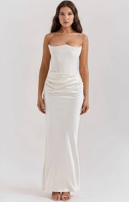 Solea | Abito Lungo Strapless da Cerimonia Bianco