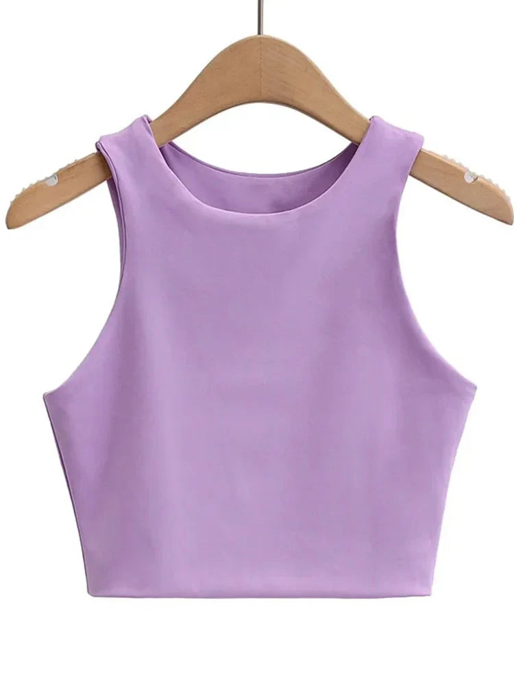 Solea | Top Slim Senza Maniche O-Collo Viola