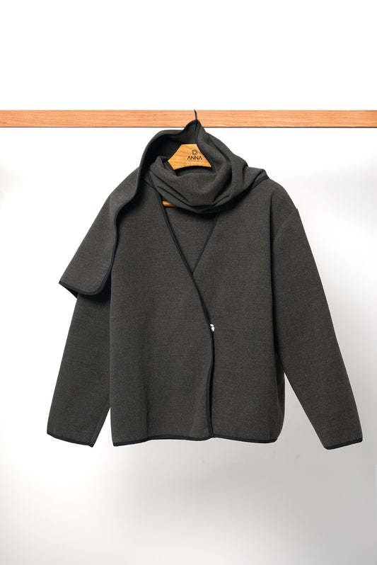 Cappotto Corto Donna Stile Francese con Sciarpa Minimalista - Brentozzi
