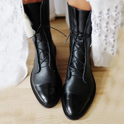 Stivaletti Donna in Pelle con Lacci Classici - Vesarelli