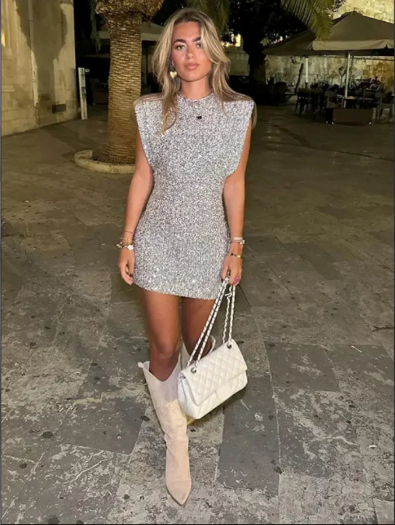 Abito Donna Scollo Tondo Vestibilità Slim Lunghezza Corta