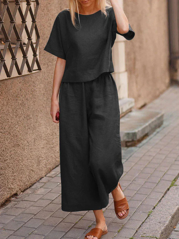 Sorela | Completo Donna Camicia Pantaloni Manica Corta Gamba Larga 1