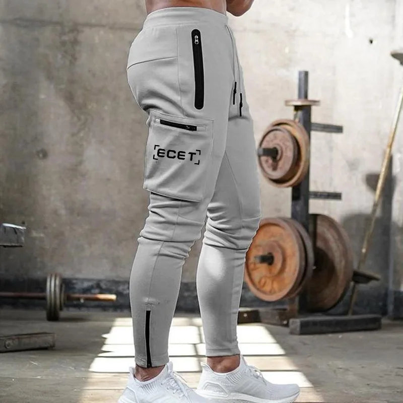 Pantaloni Jogging Uomo Slim Fit Tasche con Zip Sportivi