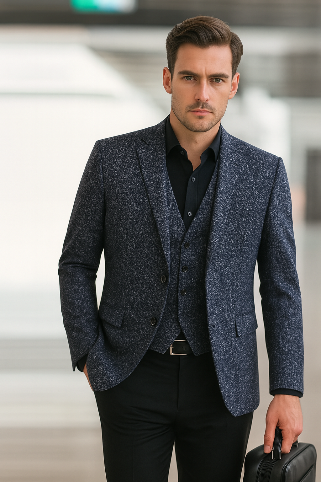 Blazer Uomo Formale Manica Lunga Rever a Risvolto