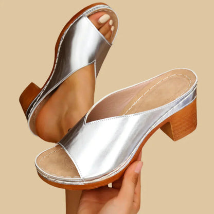Stella | Mule da Donna Slip-On Punta Aperta Tacco Blocco 2