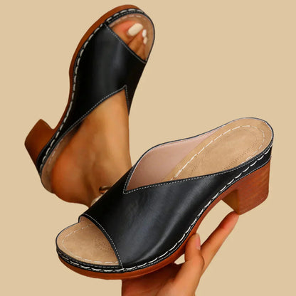 Stella | Mule da Donna Slip-On Punta Aperta Tacco Blocco 4