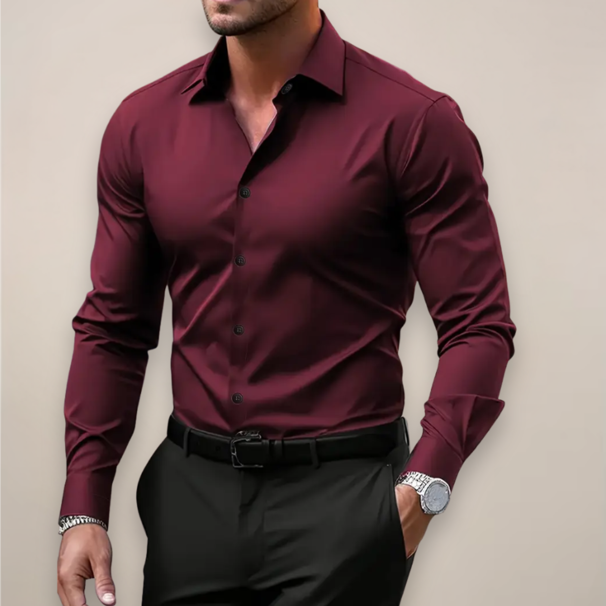 Camicia Uomo Manica Lunga Vestibilità Slim