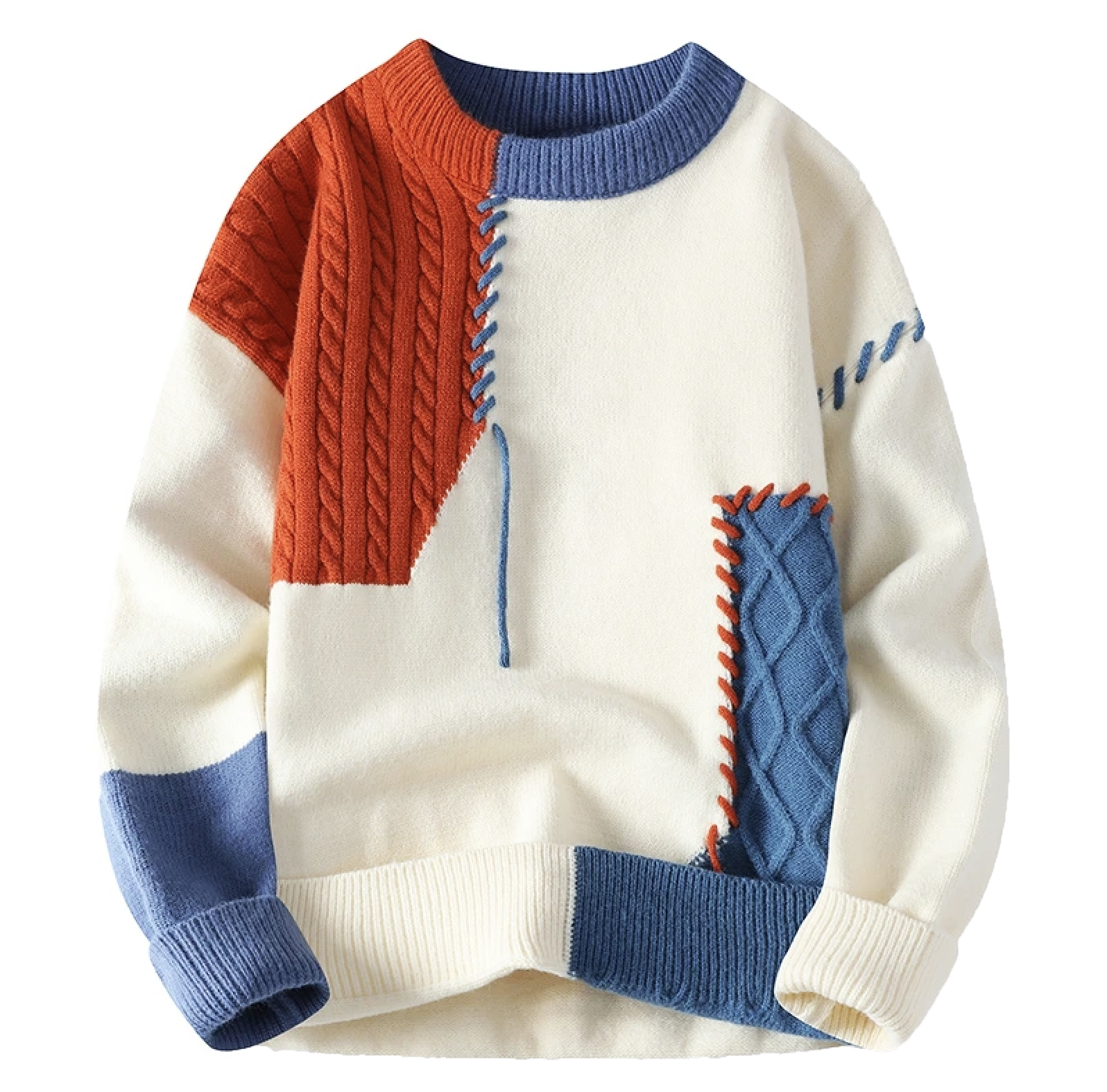 Maglione Uomo Patchwork in Maglia Vestibilità Comoda - Brentozzi