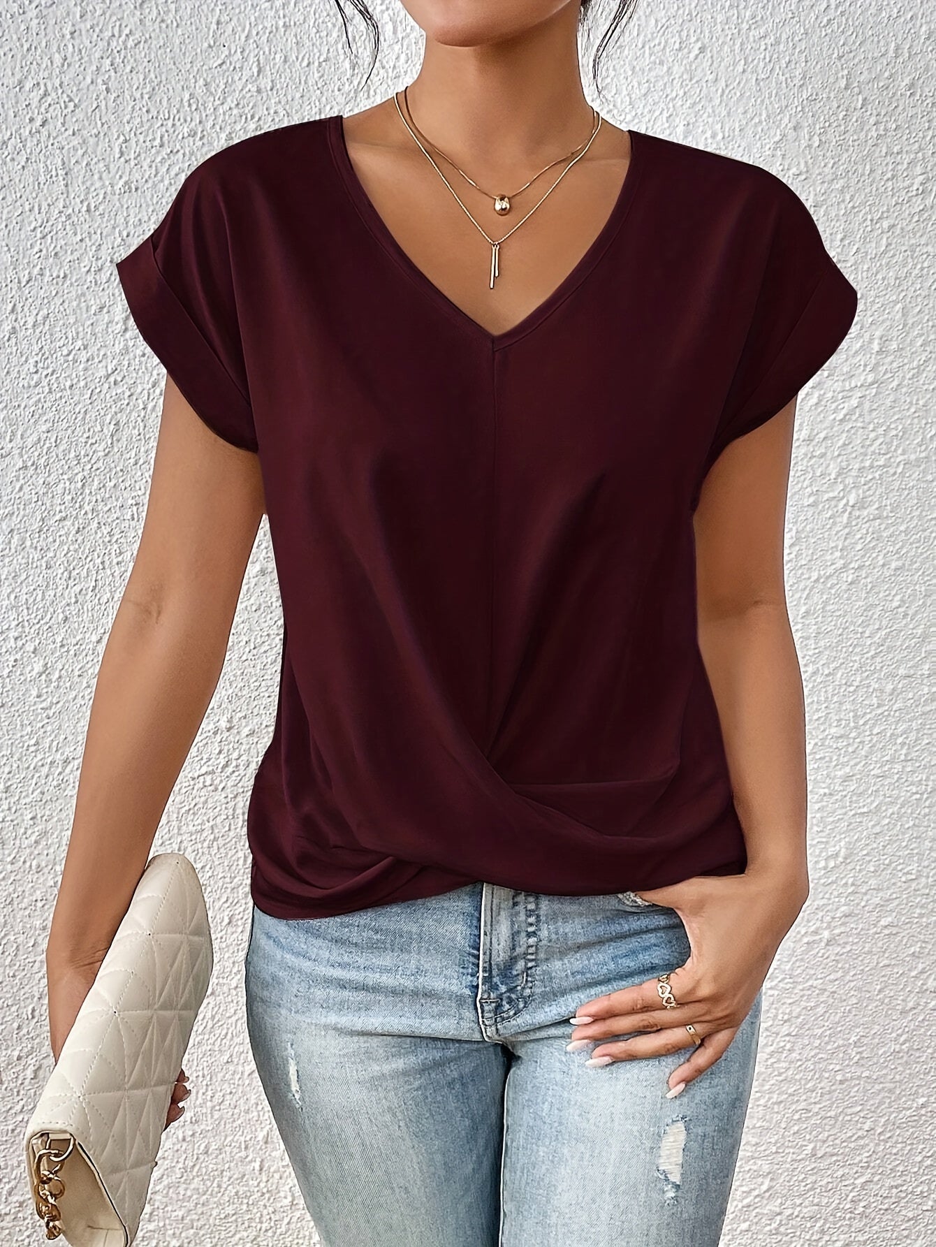 T-Shirt Donna Scollo a V Manica Corta