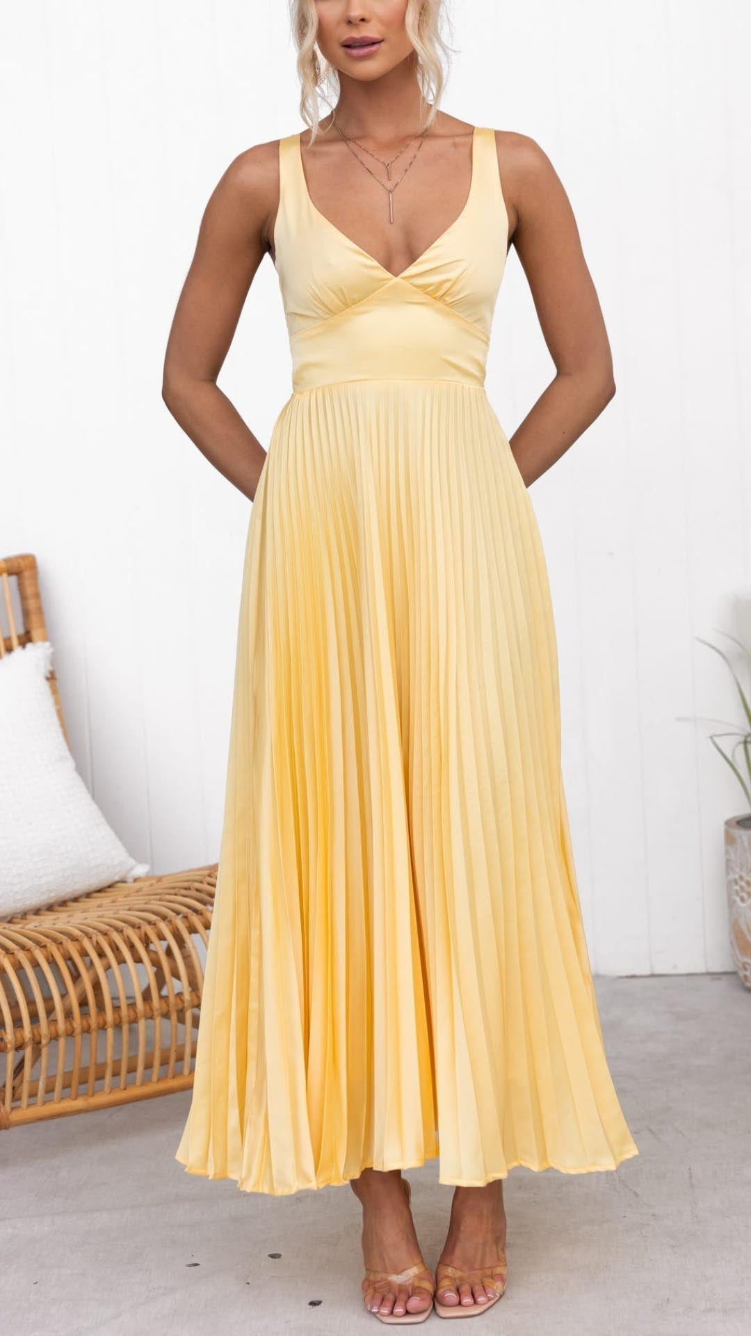 Abito Maxi Donna Plissettato Smanicato