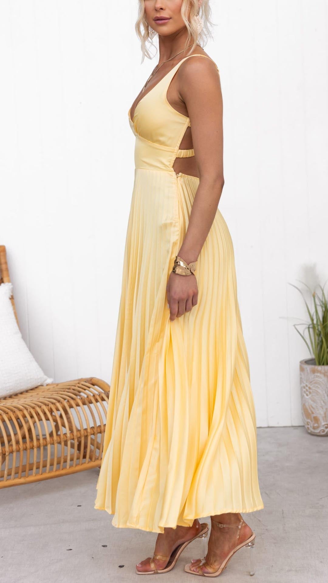 Abito Maxi Donna Plissettato Smanicato