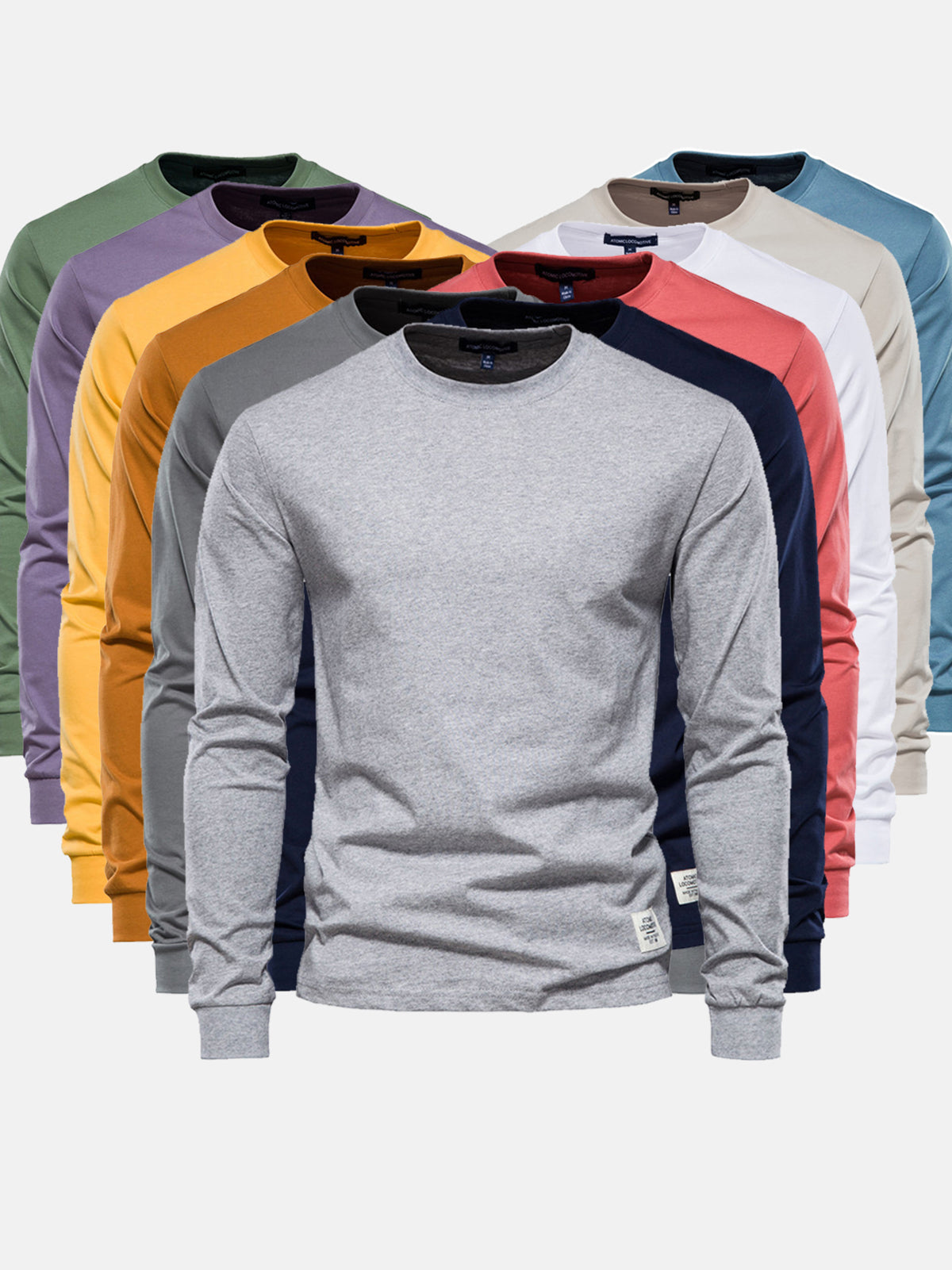 Maglia Manica Lunga Uomo Cotone Girocollo Casual Comoda
