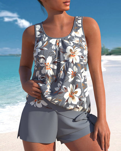 Tankini Donna con Pantaloncini Costume da Bagno Due Pezzi - Vesarelli