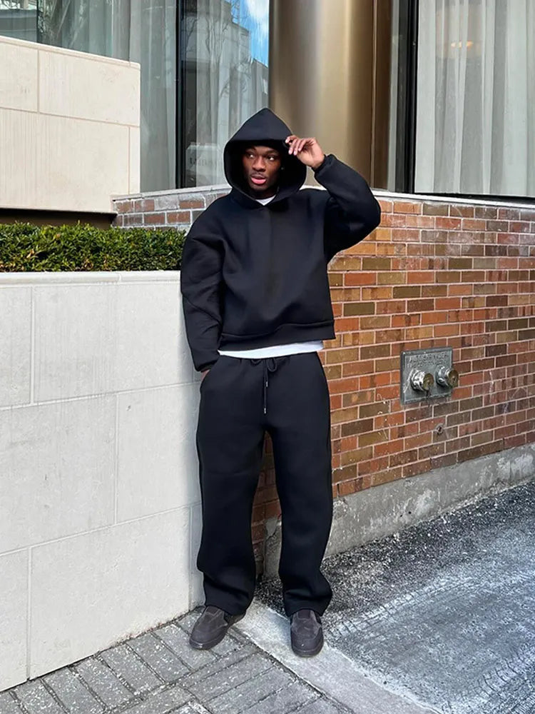 Set Uomo Felpa con Cappuccio Oversize e Jogger Cotone Comodo - Vesarelli