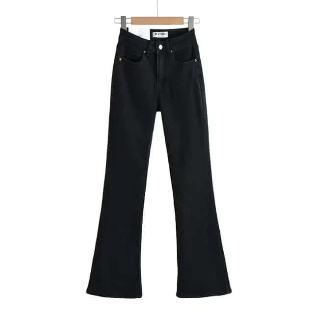 Jeans Donna Vita Alta con Frange a Cuore Taglio Svasato