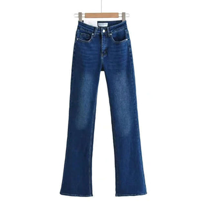 Jeans Donna Vita Alta con Frange a Cuore Taglio Svasato - Brentozzi