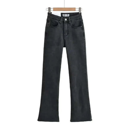 Jeans Donna Vita Alta con Frange a Cuore Taglio Svasato