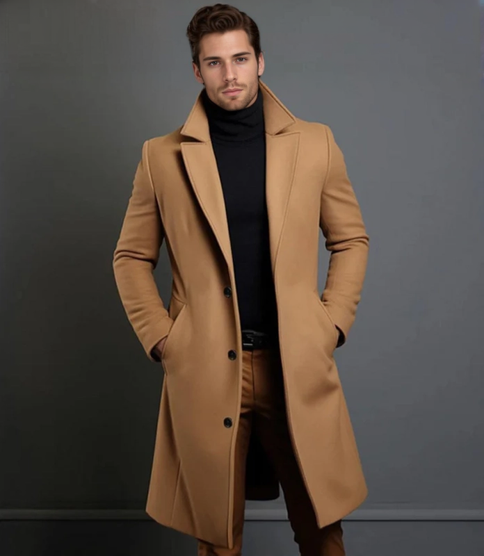 Cappotto Uomo in Misto Lana Taglio Sfiancato con Colletto Rever - Brentozzi
