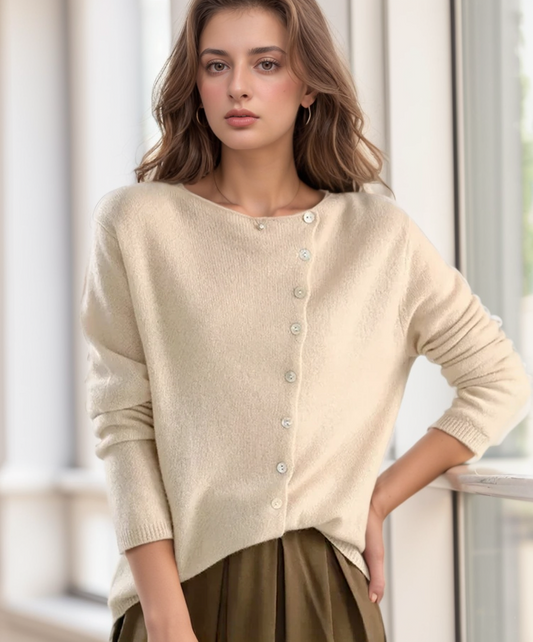 Cardigan Donna Maglia con Bottoni Stile Classico Morbido - Brentozzi