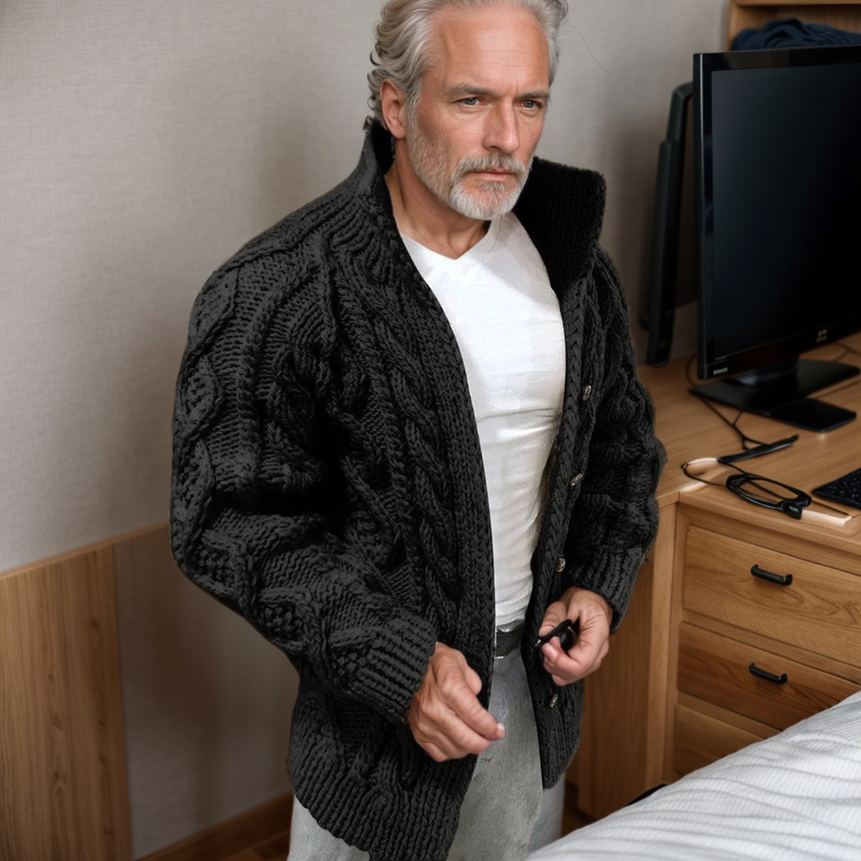Cardigan Uomo Maglia Spessa a Treccia Caldo e Morbido