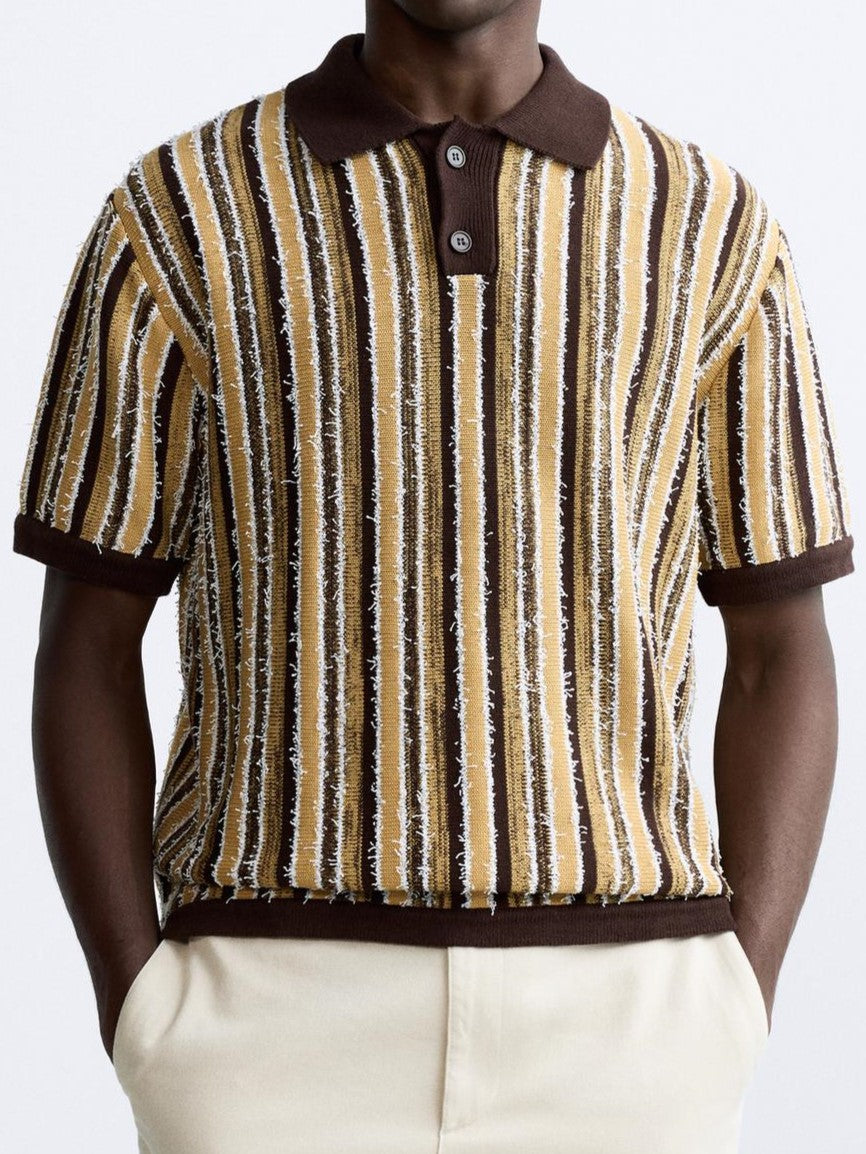 Polo Uomo in Maglia a Righe Stile Retrò