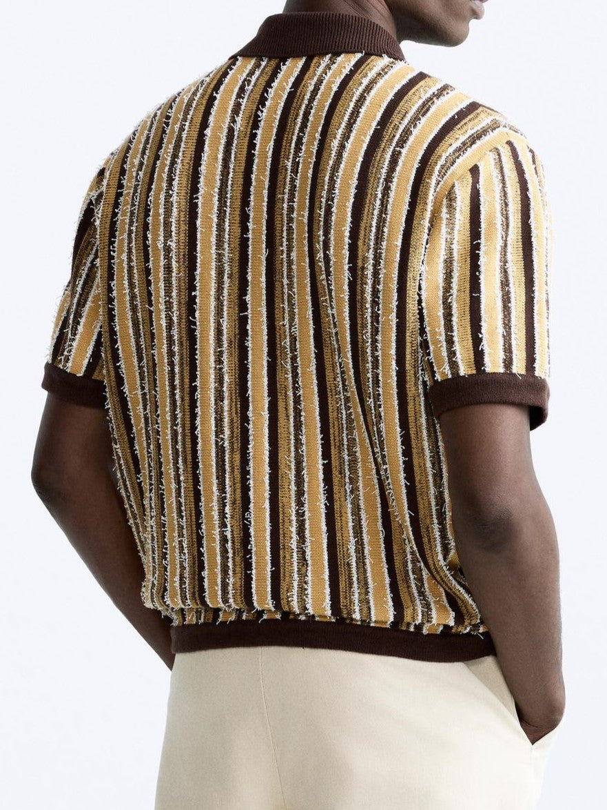 Polo Uomo in Maglia a Righe Stile Retrò