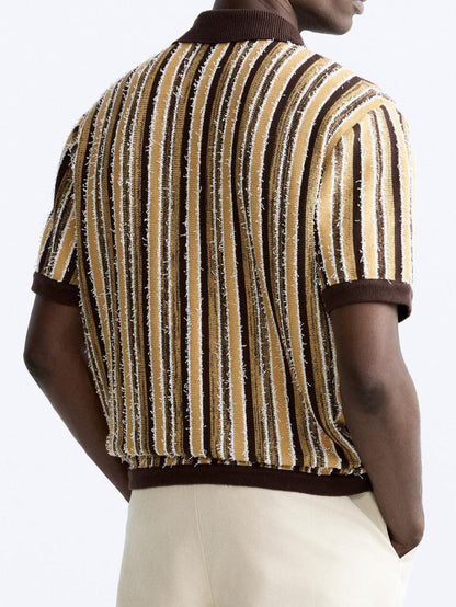 Polo Uomo in Maglia a Righe Stile Retrò