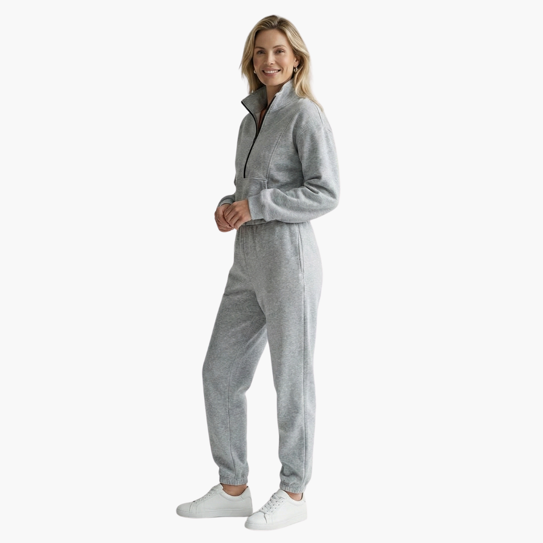 Tivara | Tuta Donna Grigia Con Mezza Zip 1