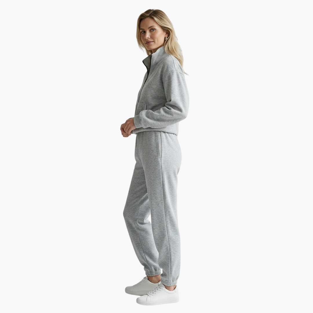 Tivara | Tuta Donna Grigia Con Mezza Zip 3