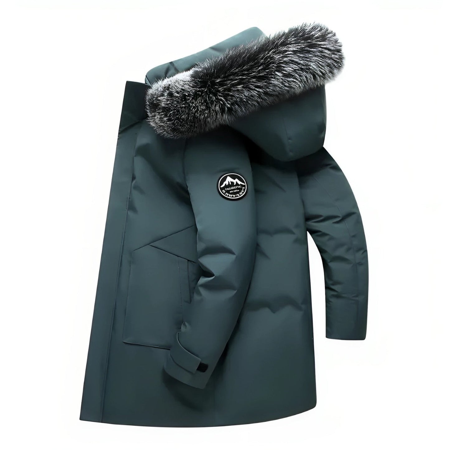 Giacca Invernale Uomo con Cappuccio e Finta Pelliccia