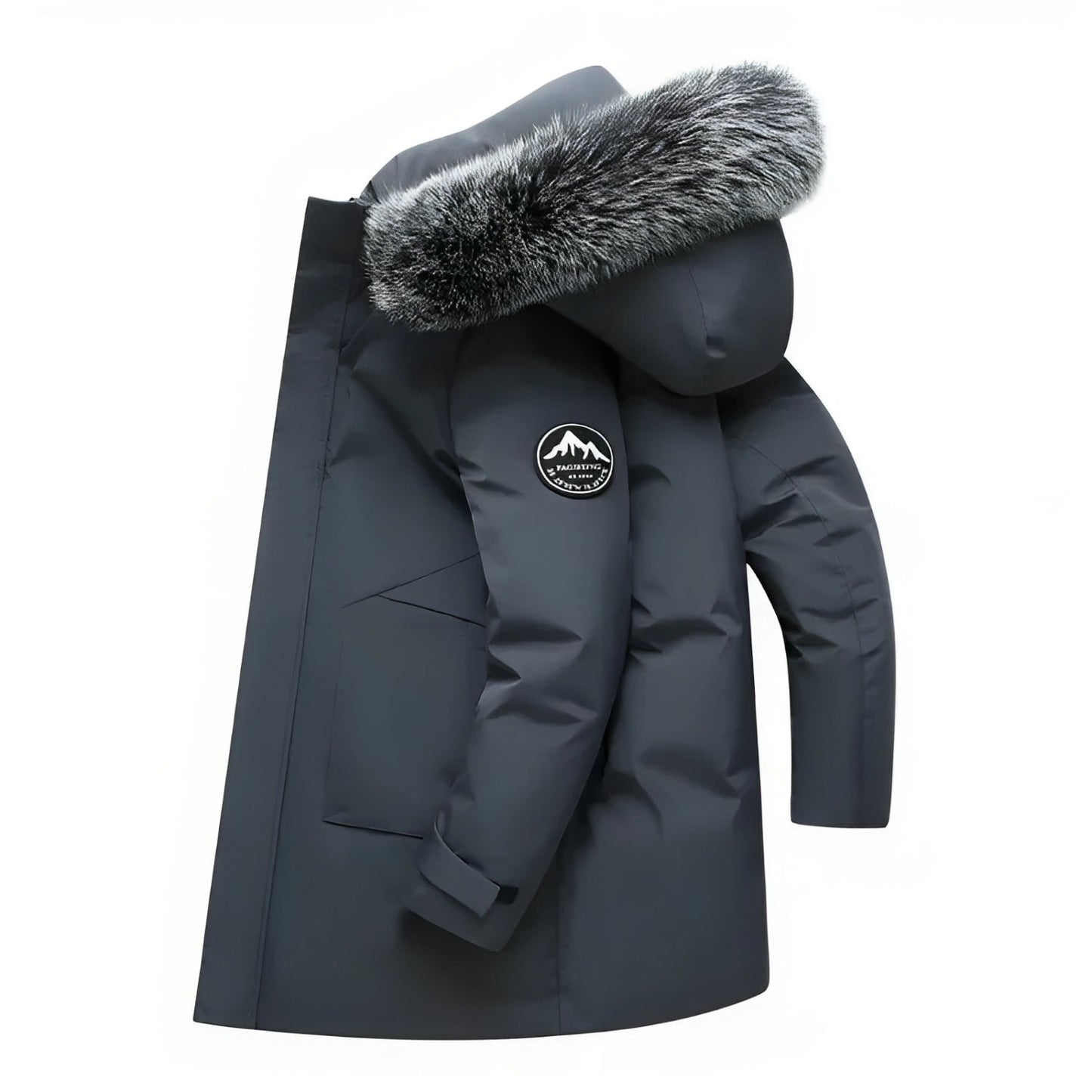 Giacca Invernale Uomo con Cappuccio e Finta Pelliccia