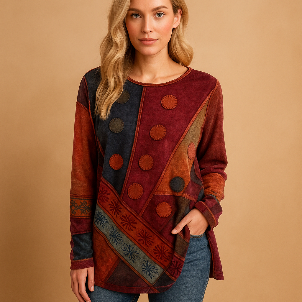 Donna Boho Spalle Scoperte Stampa Etnica - Vesarelli