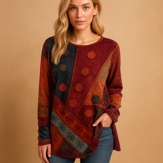 Donna Boho Spalle Scoperte Stampa Etnica - Vesarelli