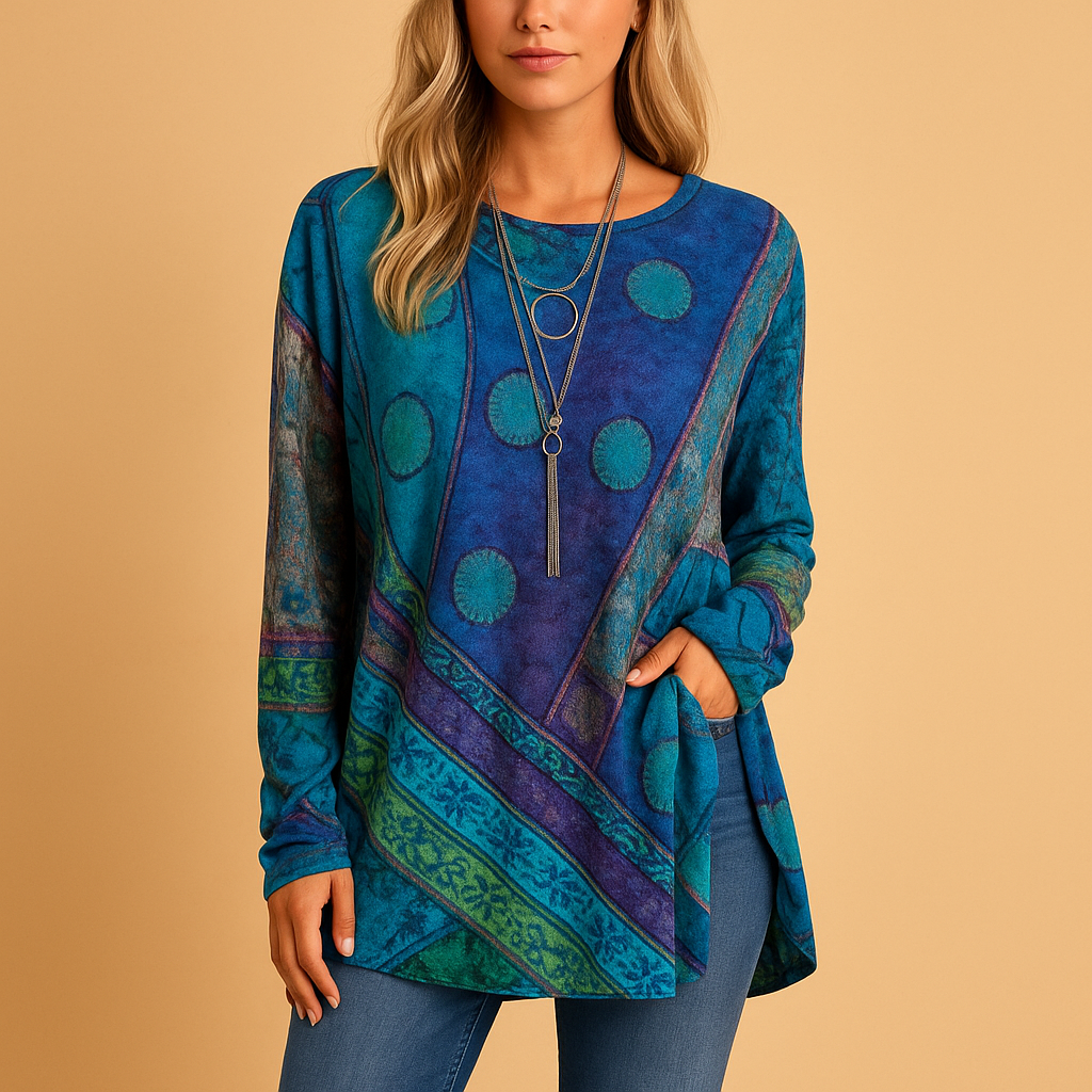 Top boho con spalle scoperte e stampa etnica per donna | Elvira 1