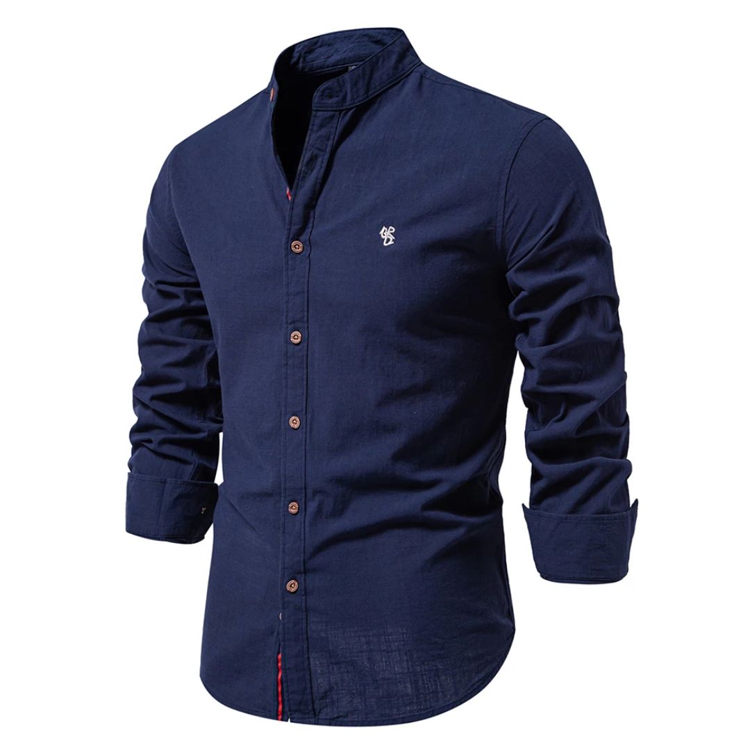 Camicia Uomo Tradizionale Collo Coreana Manica Lunga - Brentozzi