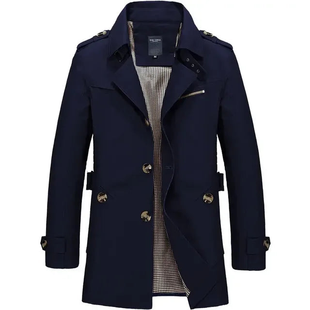 Trench Classico Elegante Per Uomo | Vantor Blu scuro
