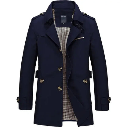 Trench Classico Elegante Per Uomo | Vantor Blu scuro