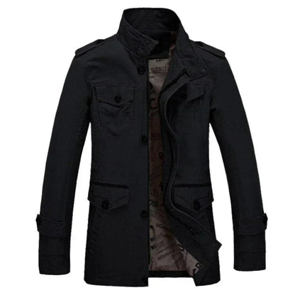 Trenchcoat Uomo Monopetto con Zip Vestibilità Slim Autunnale - Brentozzi
