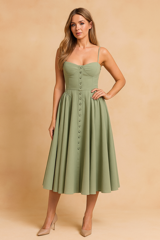 Abito Midi Donna Senza Maniche con Corsetto Vestibilità Elegante - Vesarelli