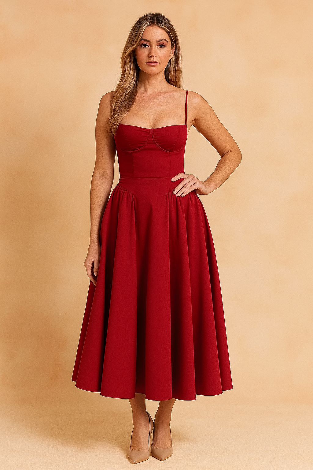 Tulum | Elegante abito estivo midi senza maniche con corsetto 2
