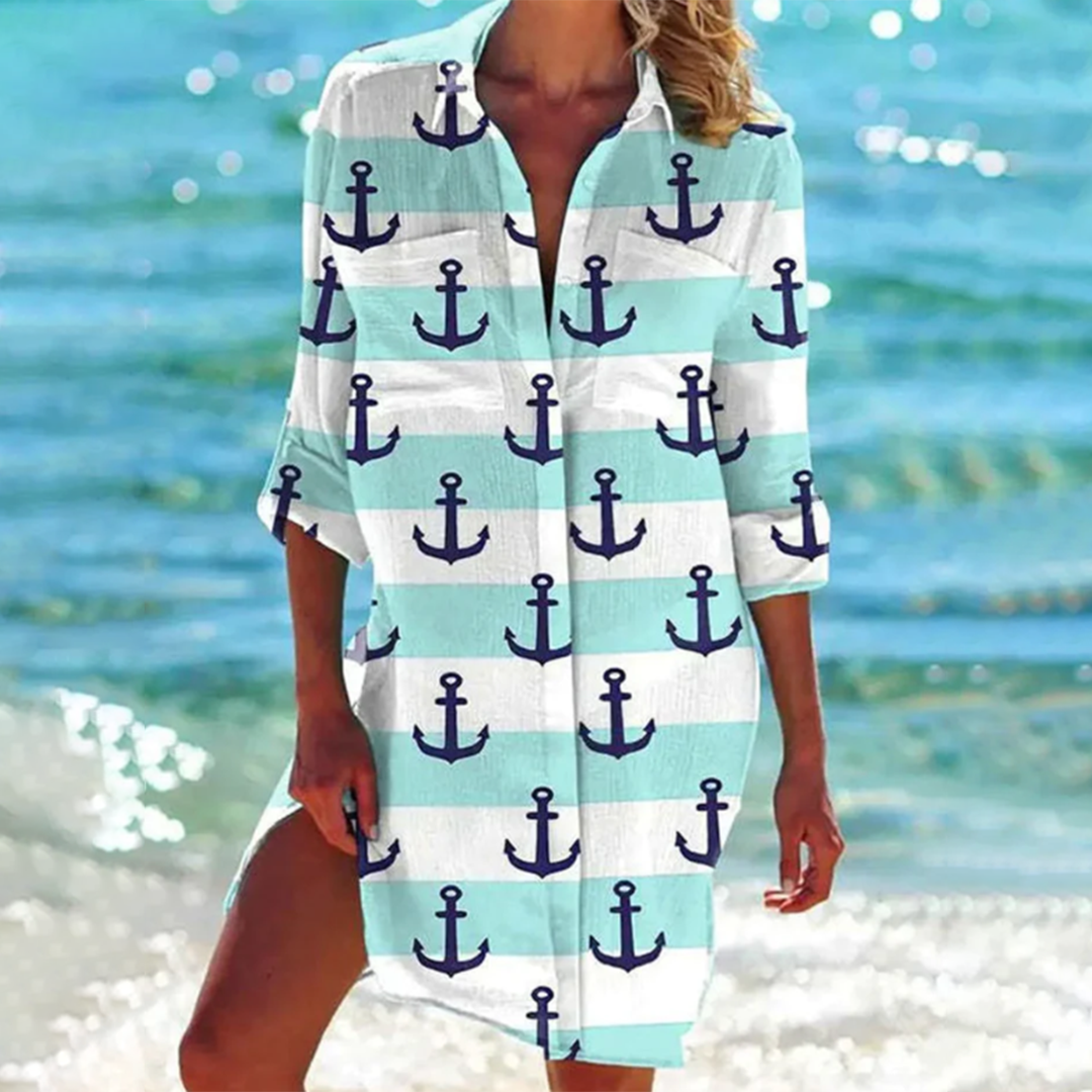Abito Camicia Donna Manica Lunga Vestibilità Ampia Casual