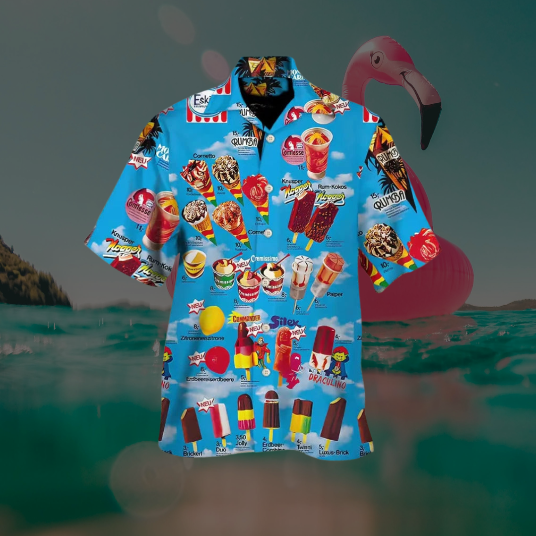 Camicia Uomo Manica Corta Motivo Grafico Estiva