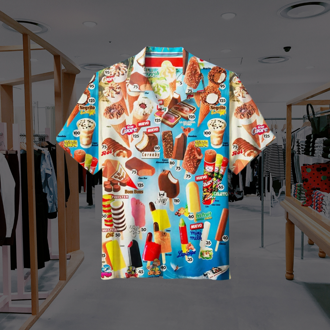 Camicia Uomo Manica Corta Motivo Grafico Estiva - Brentozzi